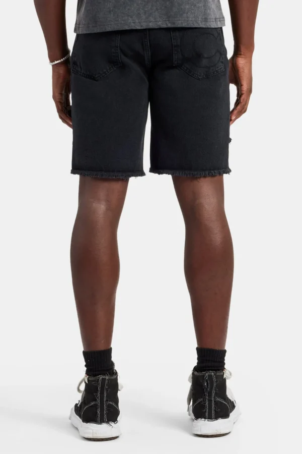 Raw Edge Denim Short - Washed Black