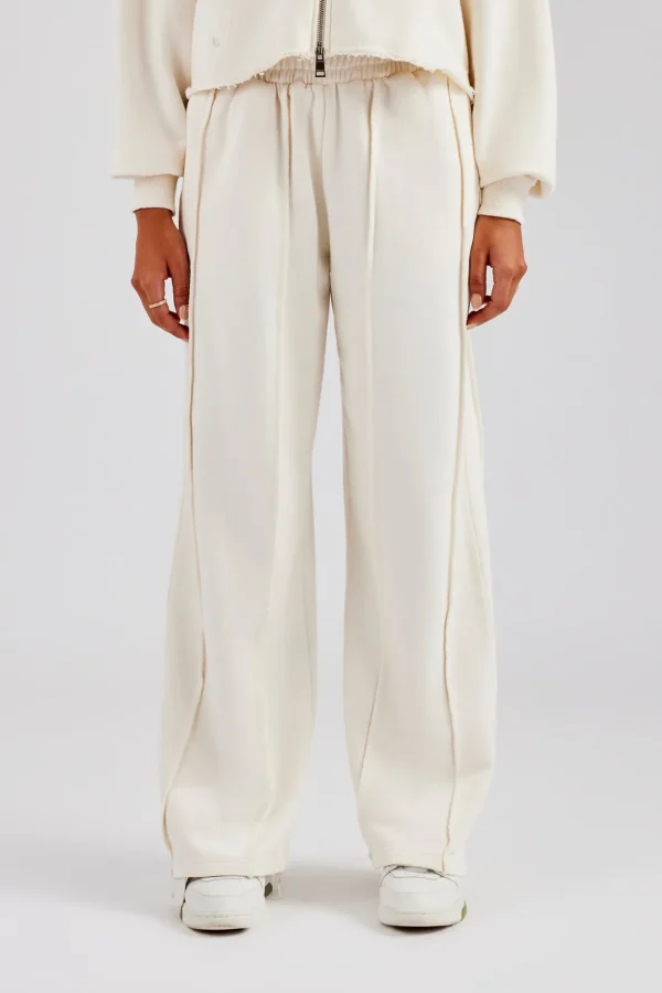 Raw Edge Waistband Jogger - Off White