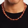 Red Agate Bead Necklace - White 8mm