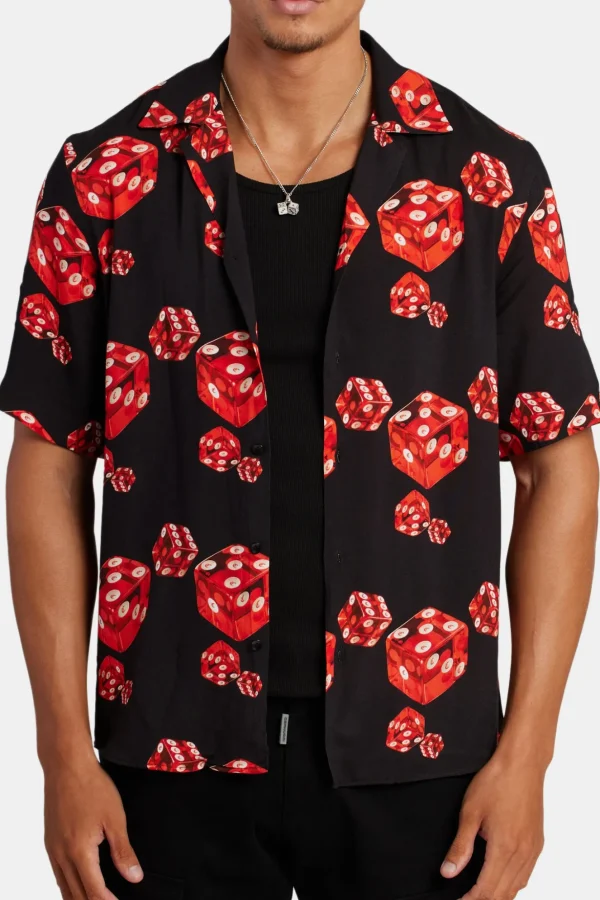 Red Dice Print Shirt - Black