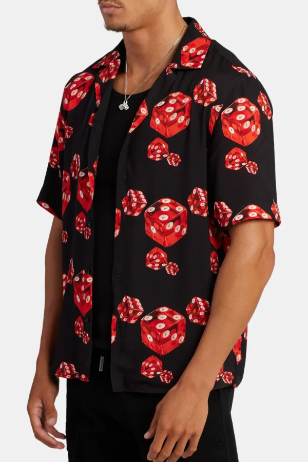 Red Dice Print Shirt - Black