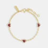 Red Enamel Heart Thin Rolo Bracelet - 8mm