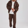 Rhinestone Cross Zip Through Tracksuit - Brown