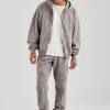 Rhinestone Cross Zip Through Tracksuit - Charcoal