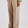 Rope Embroidery Wide Leg Jogger - Taupe