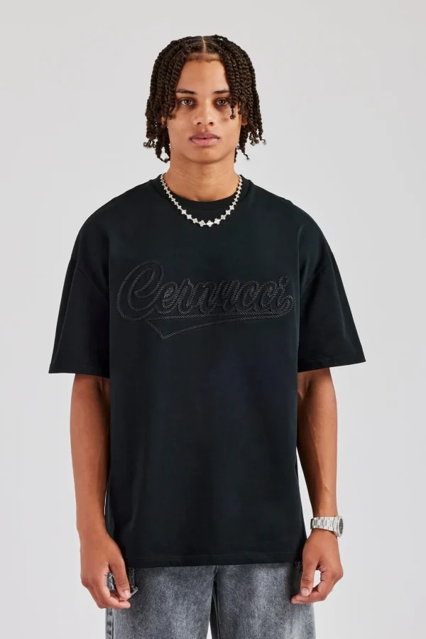 Rope Script Oversized T-Shirt - Black