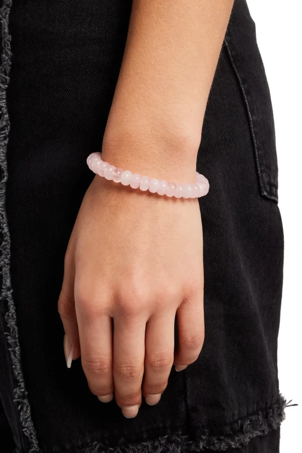 Rose Quartz Bead Bracelet - White 8mm