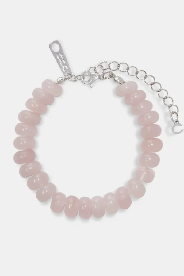 Rose Quartz Bead Bracelet - White 8mm