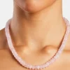 Rose Quartz Bead Necklace - White 8mm