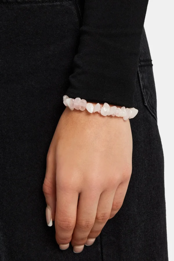 Rose Quartz Shard Bead Bracelet - White