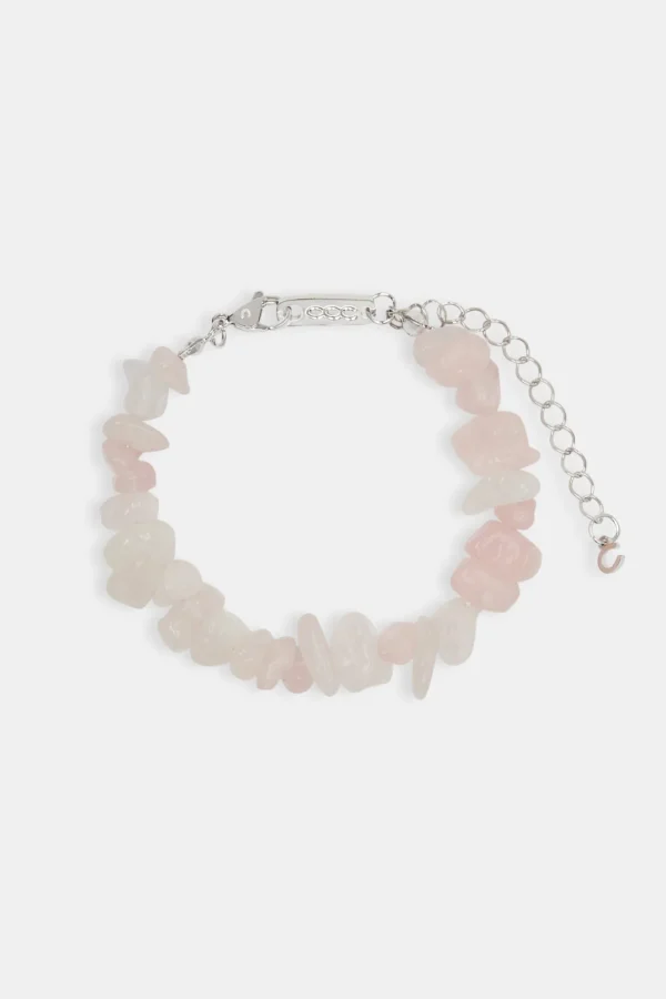 Rose Quartz Shard Bead Bracelet - White