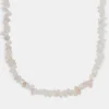 Rose Quartz Shard Bead Necklace - White