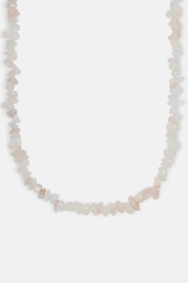 Rose Quartz Shard Bead Necklace - White