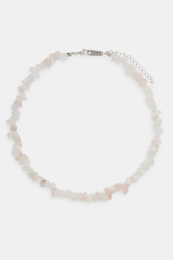 Rose Quartz Shard Bead Necklace - White