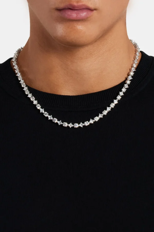 Round & Diamond Cluster Tennis Chain - 6mm