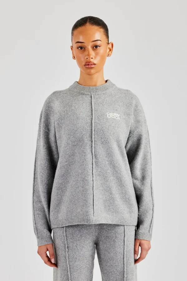 Seam Detail Knitted Sweatshirt - Grey