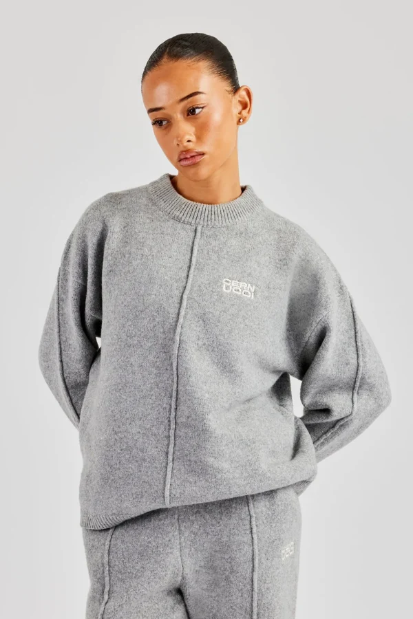 Seam Detail Knitted Sweatshirt - Grey