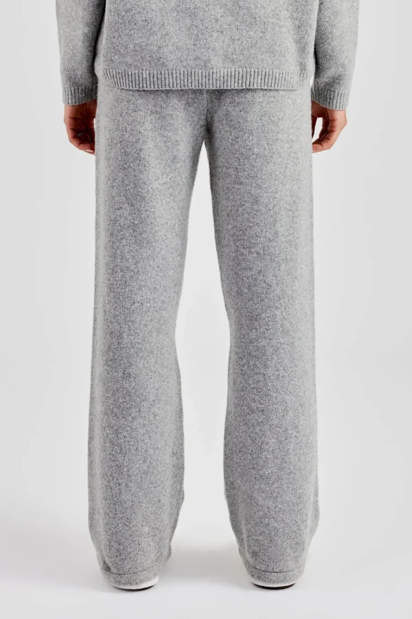 Seam Detail Knitted Wide Leg Jogger - Grey