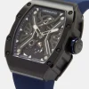 Skeleton Rubber Strap Watch - Navy