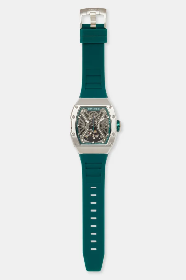 Skeleton Rubber Strap Watch - Green