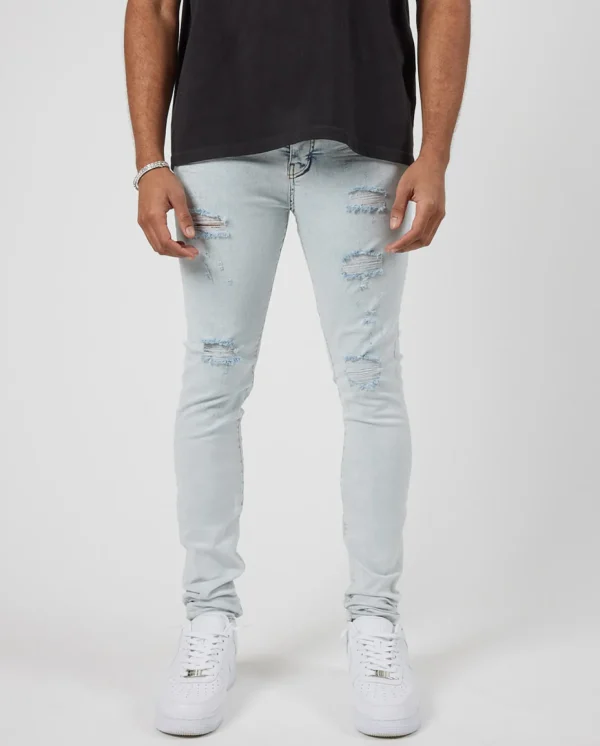 Skinny Ripped Jeans - Ice Blue