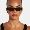 Skinny Tortoiseshell Sunglasses - Black