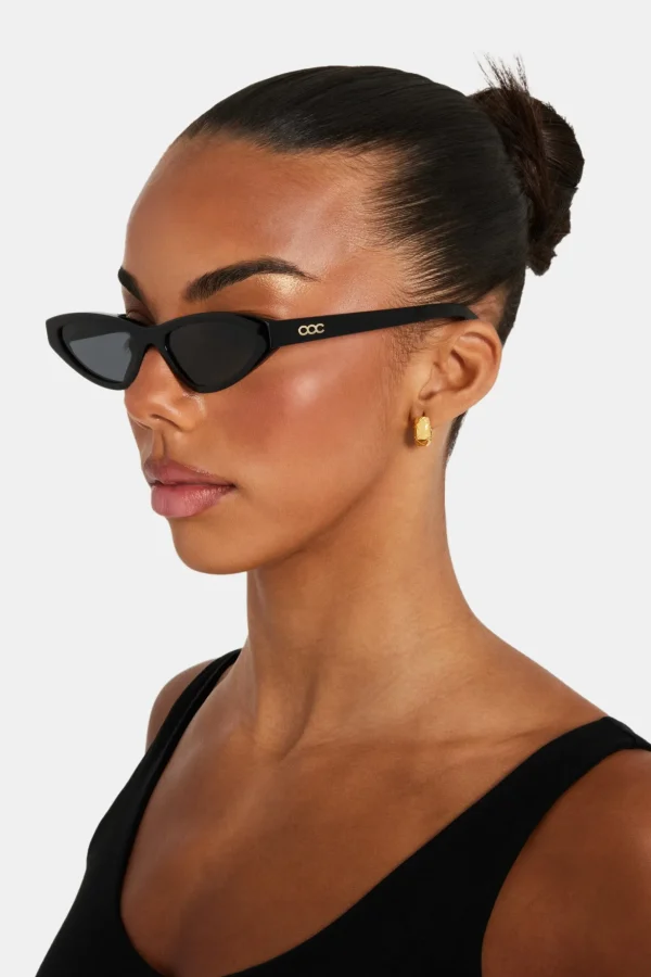 Skinny Tortoiseshell Sunglasses - Black