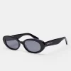 Slim Oval Acetate Sunglasses  - Black