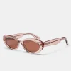 Slim Oval Acetate Sunglasses  - Transparent Blush