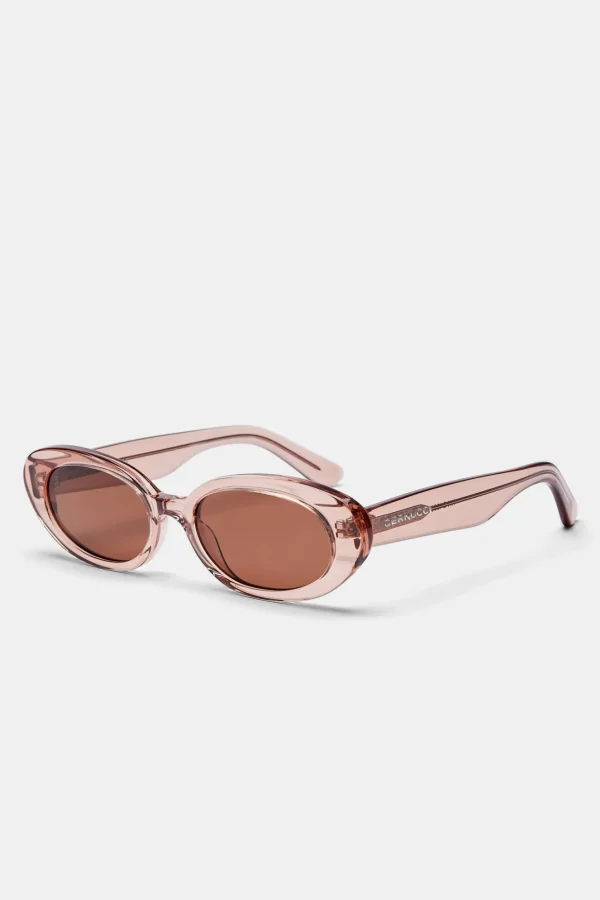 Slim Oval Acetate Sunglasses  - Transparent Blush