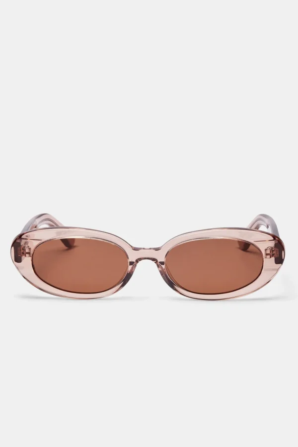 Slim Oval Acetate Sunglasses  - Transparent Blush