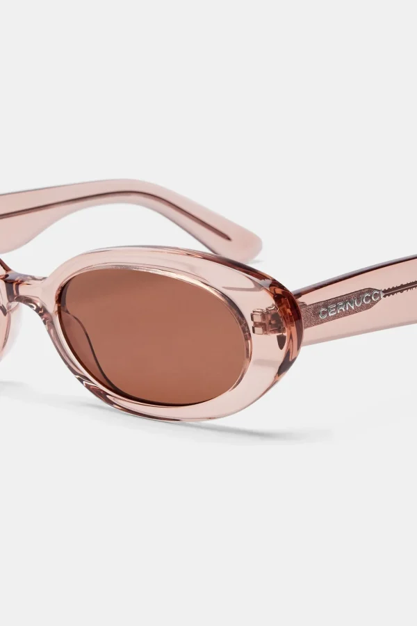 Slim Oval Acetate Sunglasses  - Transparent Blush