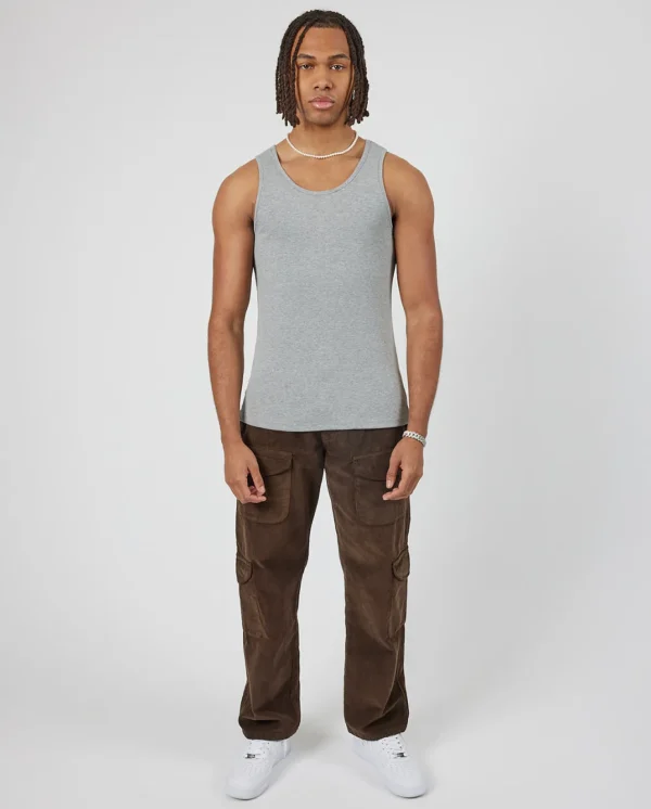 Slim Ribbed Vest - Grey