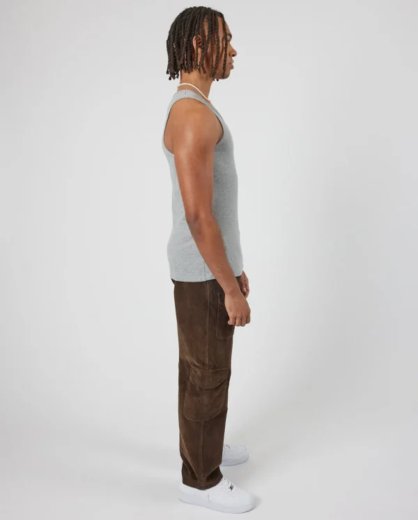 Slim Ribbed Vest - Grey