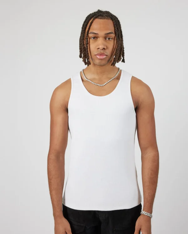 Slim Ribbed Vest - White