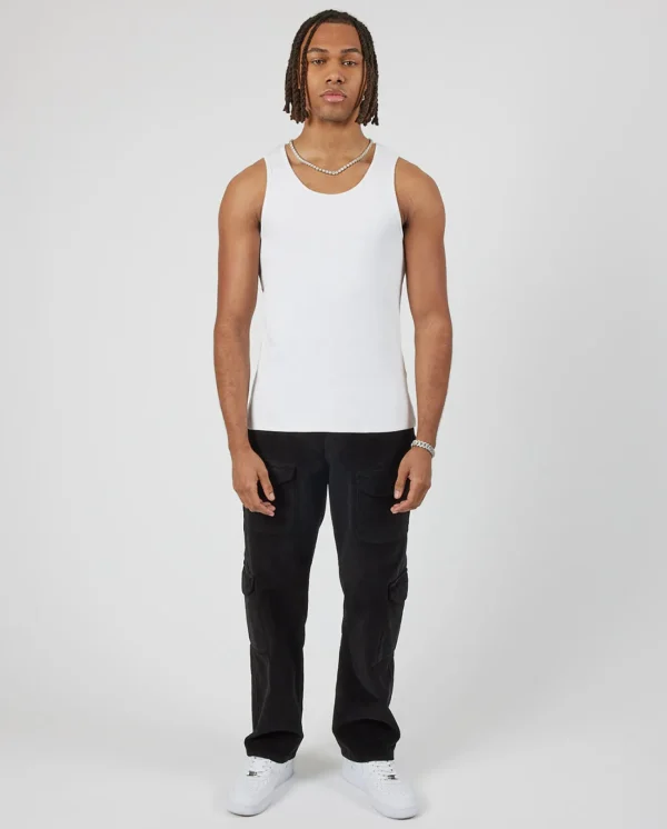 Slim Ribbed Vest - White