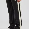 Split Hem Double Panel C Track Pant - Black