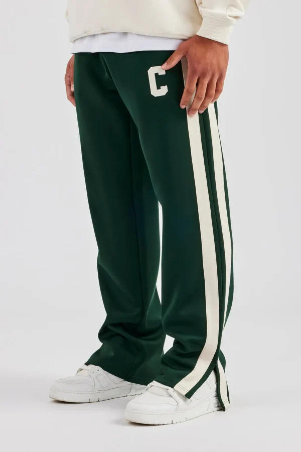 Split Hem Double Panel C Track Pant - Forest Green