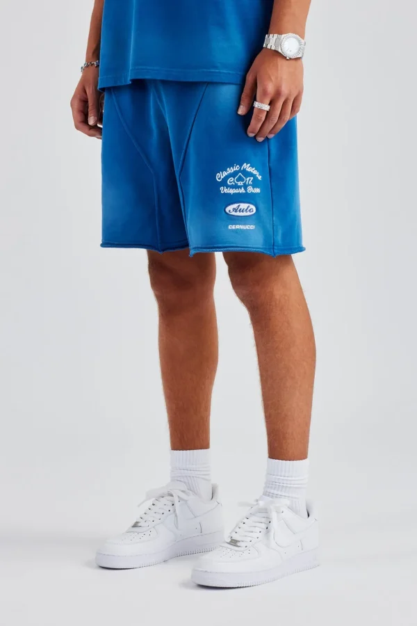 Spray Washed Jersey Short - Blue