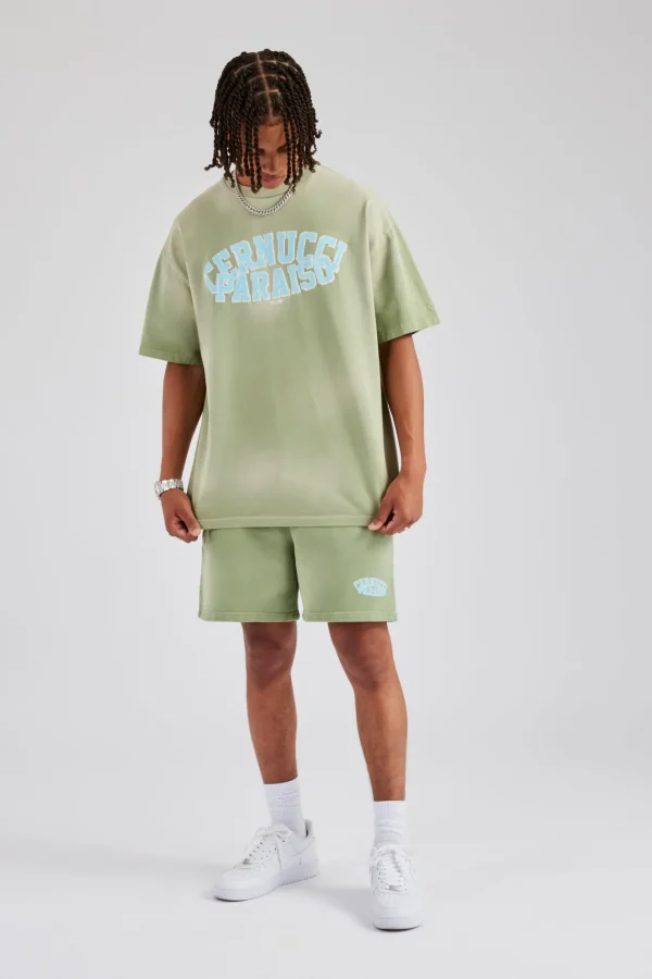 Spray Washed Paraiso Jersey Short - Washed Green