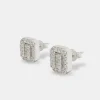 Square Baguette Cluster Stud Earrings - 10mm