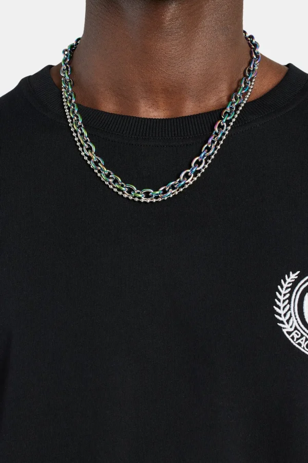 Stainless Steel Oil Slick Link & Bobble Mix Chain