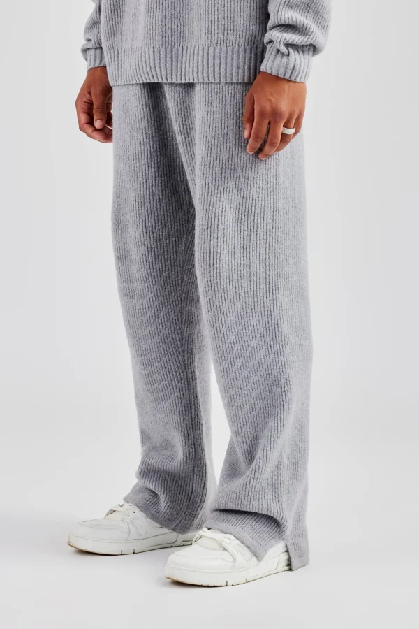 Straight Leg Split Hem Knit Jogger - Grey