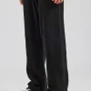 Straight Leg Split Hem Knit Jogger - Black