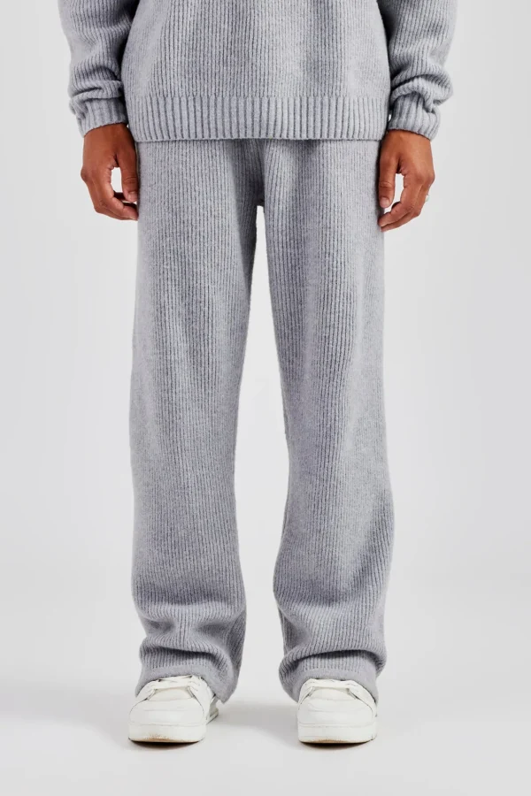 Straight Leg Split Hem Knit Jogger - Grey