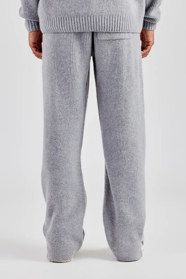 Straight Leg Split Hem Knit Jogger - Grey