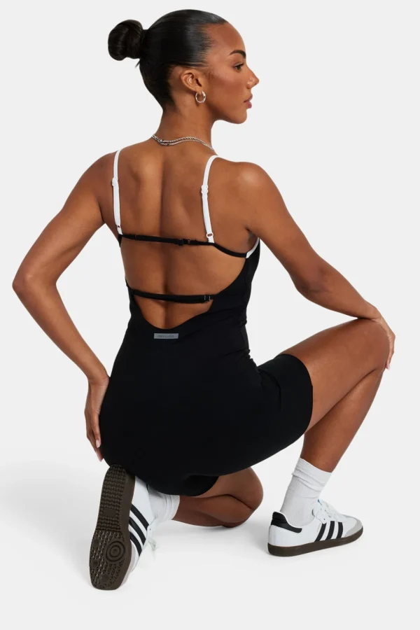 Strappy Back Unitard - Black