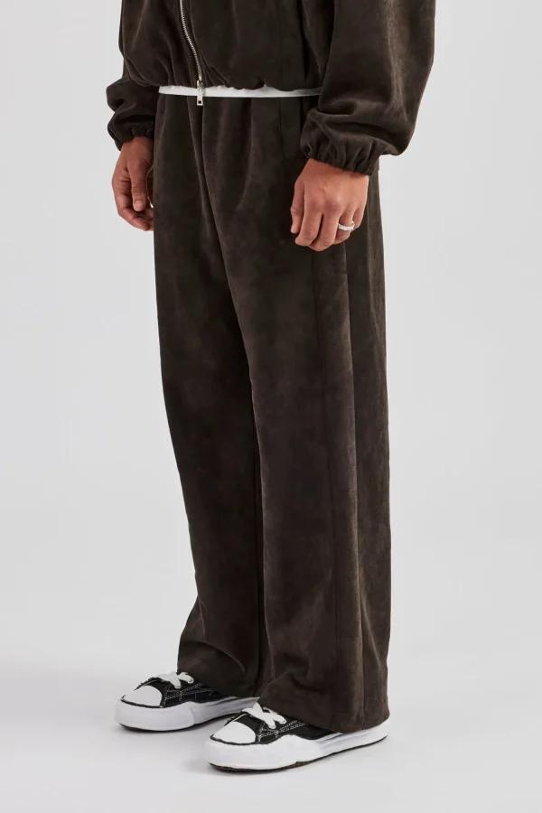 Suede Straight Leg Jogger - Charcoal