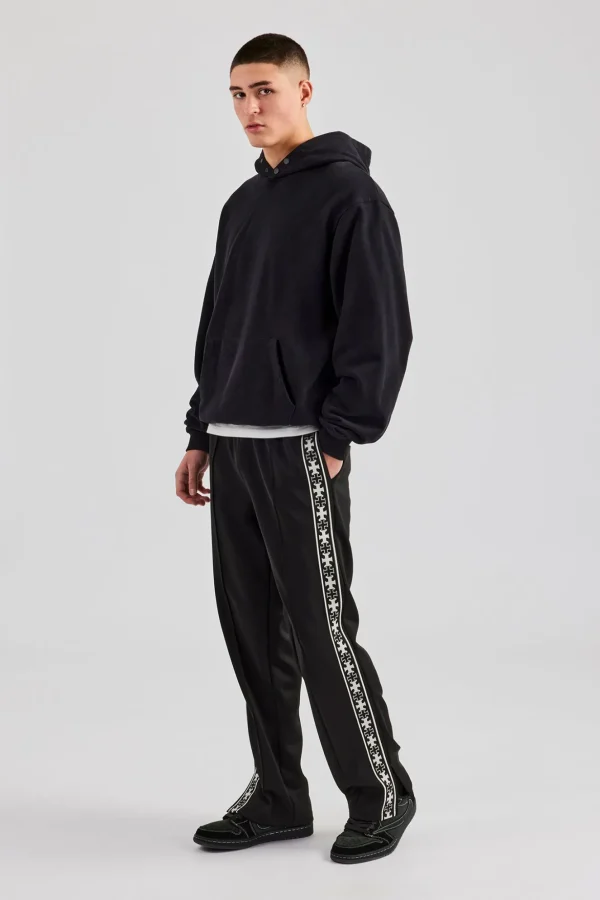 Taping Split Hem Track Pant - Black