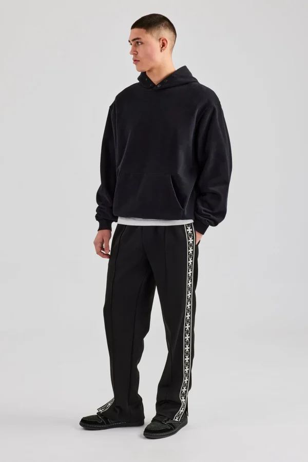 Taping Split Hem Track Pant - Black